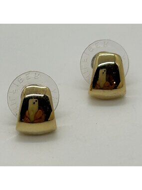 Tommy Hilfiger Gold Tone Modernist Cuff Stud Earrings Minimalist Designer